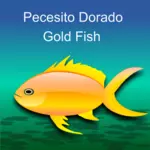 Vector clip art of glossy gold fish on green background