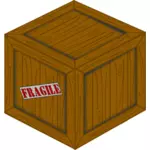 Vetor 3D de desenho de uma caixa de madeira com carga frágil