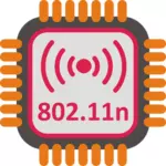 802.11n WiFi chipset stylized icon vector drawing