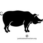 Silhouette vector graphics of wild pig