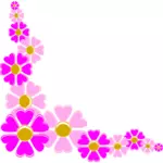 Illustration vectorielle de décoration coin fleur rose