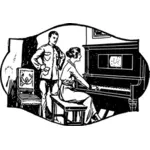 Lady playing piano vector illustration