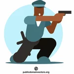 Police officer with a gun