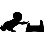 Silhouette vector clip art of baby reaching for a potty