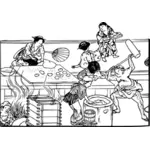 ドキドキ餅シーン ベクトル描画