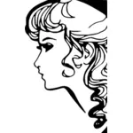 Vector illustration of outline female face