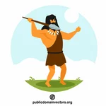 Primitive caveman with a spear