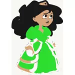 Vector illustraties van jonge prinses in groene jurk
