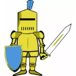 Vector drawing of classic knight in golden armor