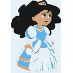 Vektori piirustus nuori tyttö prinsessa mekko