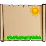 דשא ושמש על האיור וקטורית נייר קלף