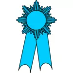Vektor seni klip medali dengan pita biru terang
