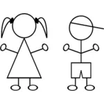Vektor ilustrasi tongkat orang anak-anak