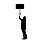 Vector drawing of protester holding a sign up