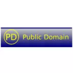 Public domain blauwe en gele badge vector illustraties