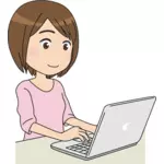 Kvinne som bruker bærbar PC