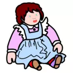 Obrazu kolorowego siedzi lalka