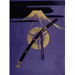Purple Fuji and a sword