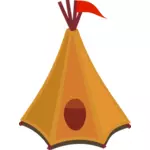 Kreskówka tipi namiot z czerwoną flagę wektor clipart