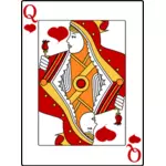 Queen of hearts playing card vector drawing