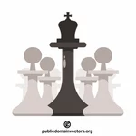 Queen surrounded by pawns