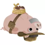 Vector a ilustração de porco de cabeça para baixo
