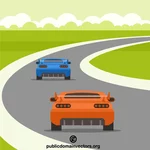 Racing cars on the road