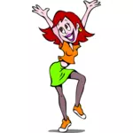 Rödhårig tjej dansar vektorbild