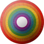 Vector clip art of rainbow button with wooden texture