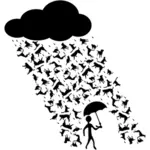 Vektör küçük resim boşanırcasına yağmur yağıyor