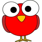 Red large eyed bird illustration