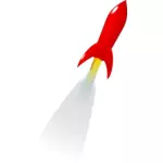 Vector clip art of red cartoon rocket launched into space