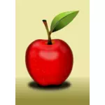 Pomme rouge simple avec image vectorielle de feuille