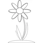Vektorigrafiikka pitkävartinen kukka värityskirjaa varten