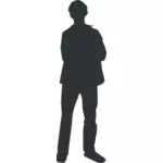 Vektorové grafiky šedovlasý muž stojící osnovy