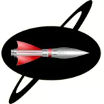 50-luvun tyylinen väri rakettialuksen vektorikuva