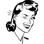50s style American woman winking vector graphics