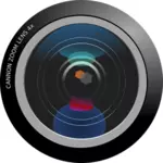 Vector graphics of photorealistic camera zoom lens close/up