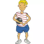 Vector de la imagen de niño de pantalones cortos con un globo