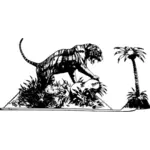 Karjuva tiikeri eläintarhan vektori clipart-kuvassa