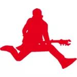 Silhouette of rock star with guitar vector graphics