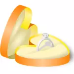 एक दिल में शादी की अंगूठी के आकार का बॉक्स वेक्टर ग्राफिक्स