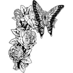 Motyl i róże