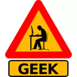 Vectorul miniaturi de om geek drum semn de avertizare