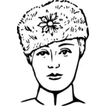 Russian girl with fur cap vector drawing
