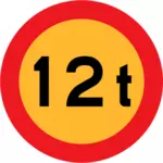 No vehicles over 12 tons of weight road sign vector clip art