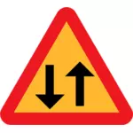 Two lanes of the road traffic sign vector drawing