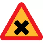 Cruz tráfego rodoviário sinal vector a ilustração