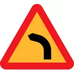 Dangerous bend to left traffic sign vector image