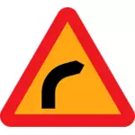 Gevaarlijke bocht naar rechts verkeer teken vector illustraties